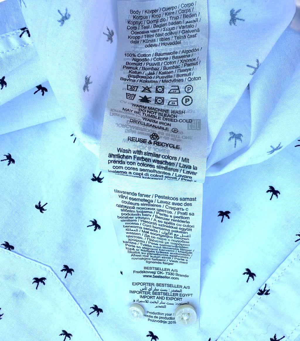 Jack & Jones Shirt Men's UK Size M Short Sleeve White Geometric Palm Print