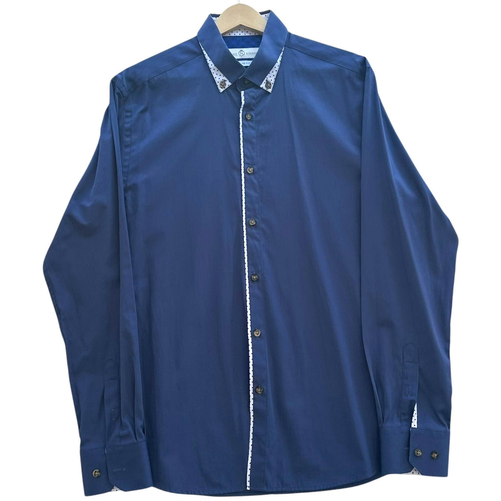 Marco Alexander Double Collar Button Down Shirt Men's UK Size M Contrasting Trim