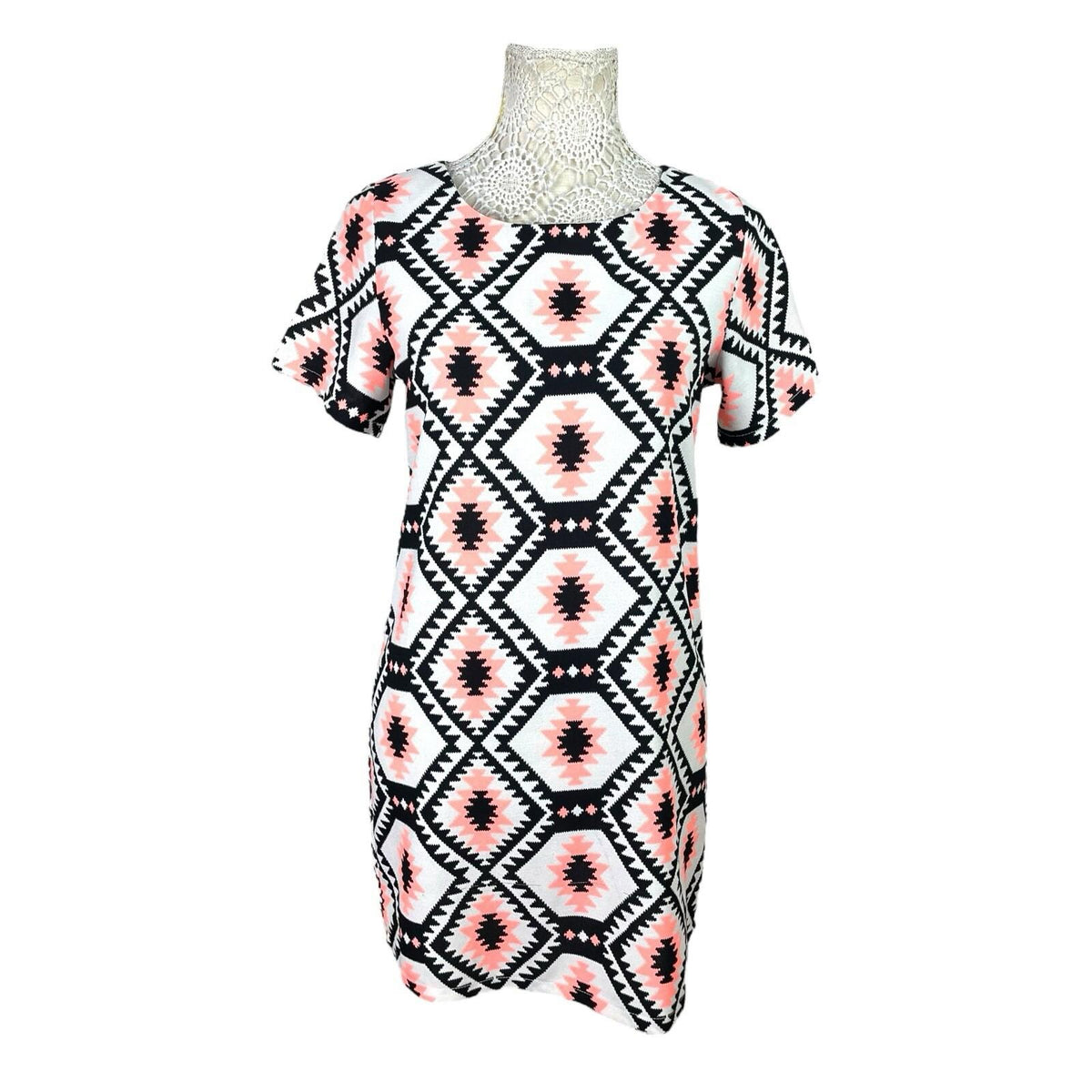Cameo Rose Mini Dress Geometric Retro Print Women's UK Size 10