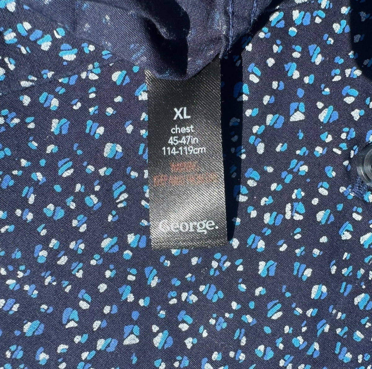 George Short Sleeve Shirt Men's UK Size XL Navy Blue Floral Print Button Front