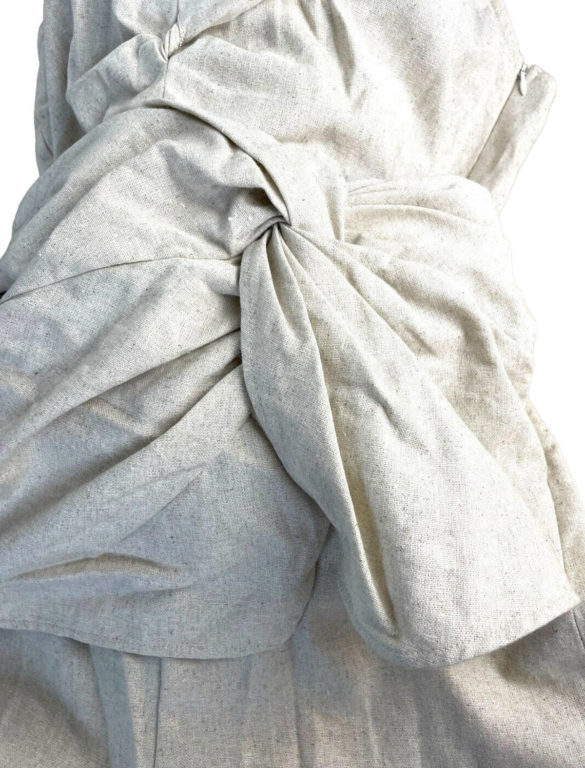 Beige Linen One Shoulder Playsuit Big Bow Detail Women's UK Size S