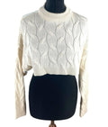 Cream Beige Stradivarius Cream Cropped Jumper Aran Knit Women's UK Size XS