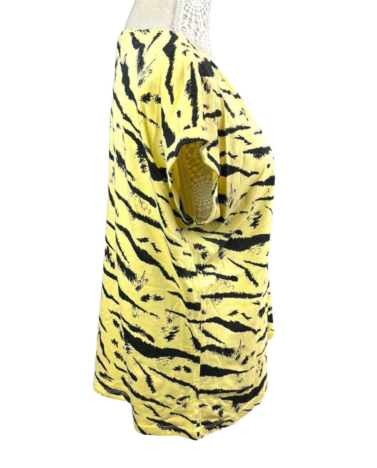 Dorothy Perkins Yellow Animal Print T-shirt 100% Cotton Women’s UK Size 16