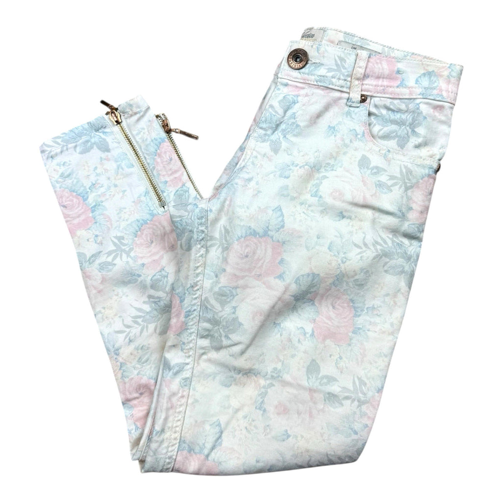 Parisian Collection Cropped Jeans Floral Print Stretch Women's UK Size 8