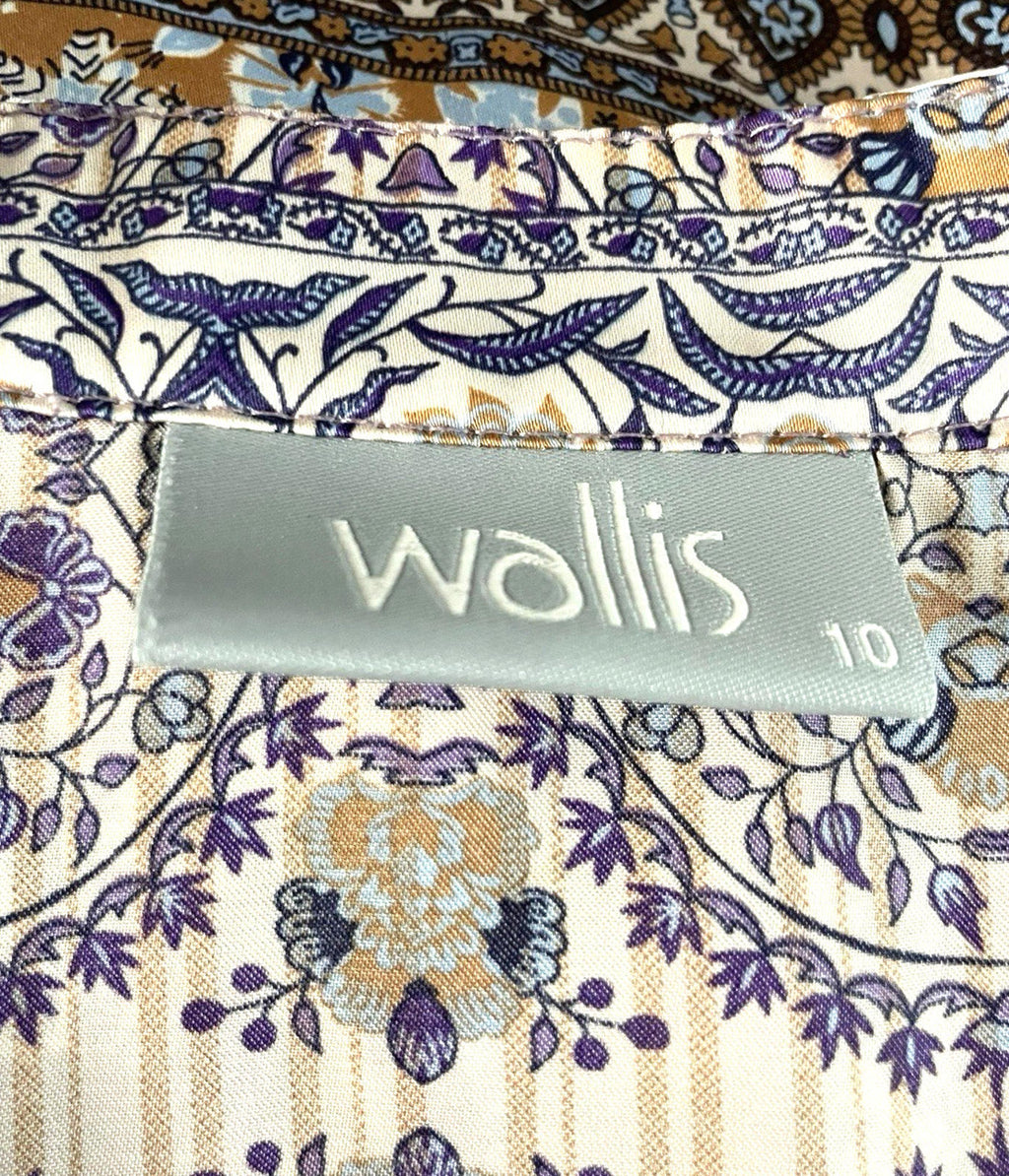Wallis Satin Tunic Top Women's UK Size 10 Paisley 3/4 Blouson Sleeves V-Neckline