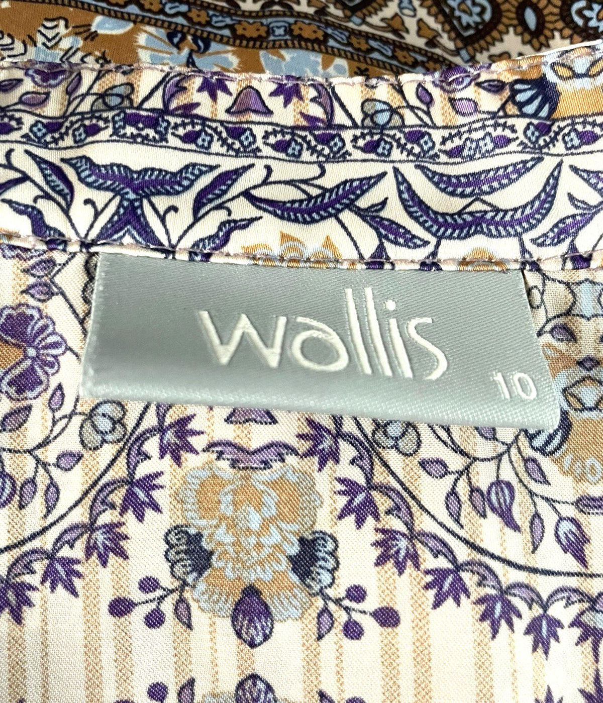 Wallis Satin Tunic Top Women's UK Size 10 Paisley 3/4 Blouson Sleeves V-Neckline
