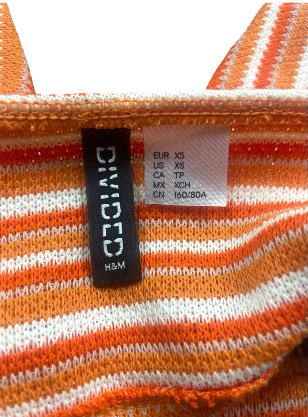 Divided Halterneck Crop Top Orange Stripe Women's UK Size XS
