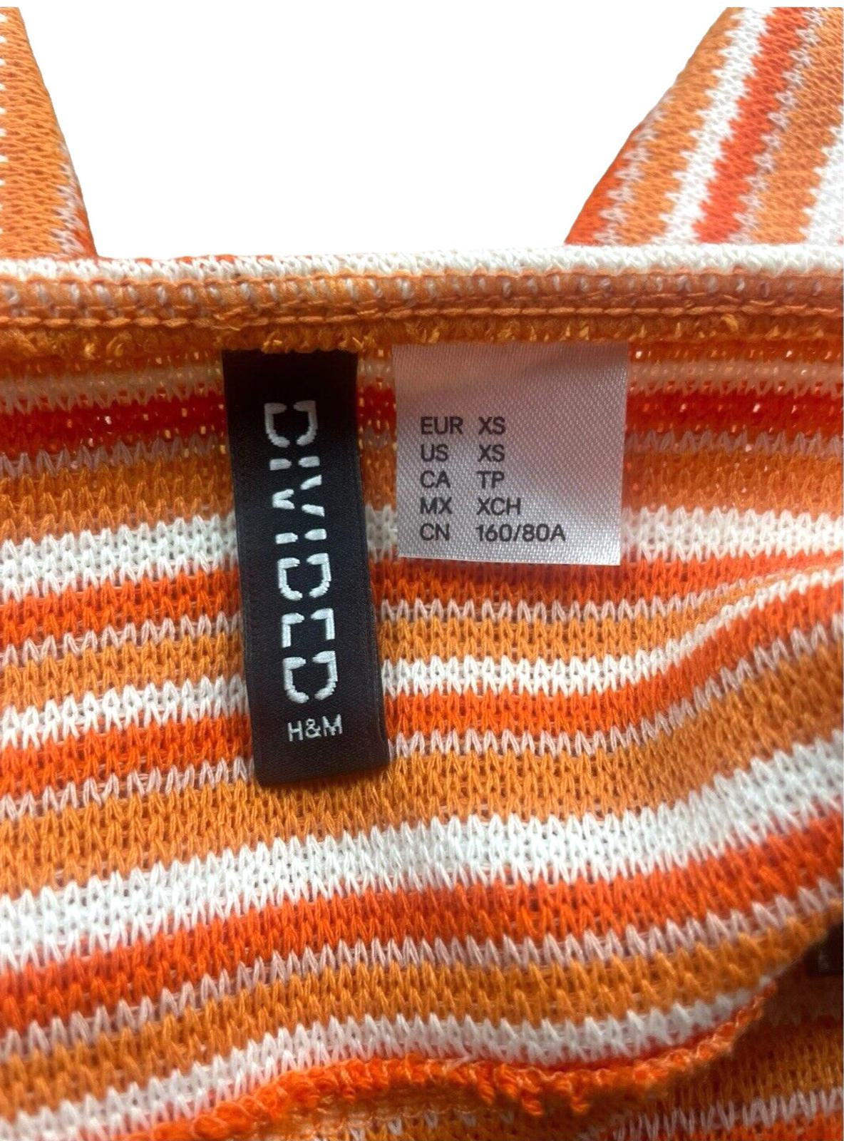 Divided Halterneck Crop Top Orange Stripe Women's UK Size XS