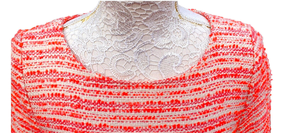 John Lewis Orange Tweed 60's Mini Dress Textured Summer Women's UK Size 12