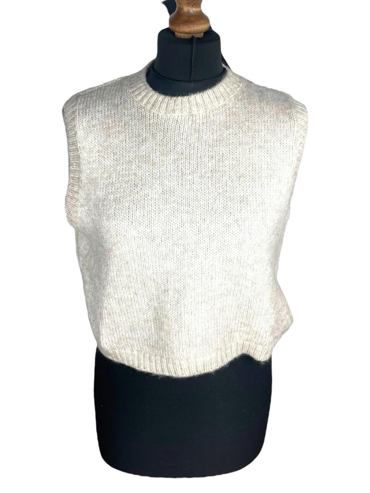 Bershka Beige Knit Vest Jumper Cropped Sleeveless Women's UK Size M