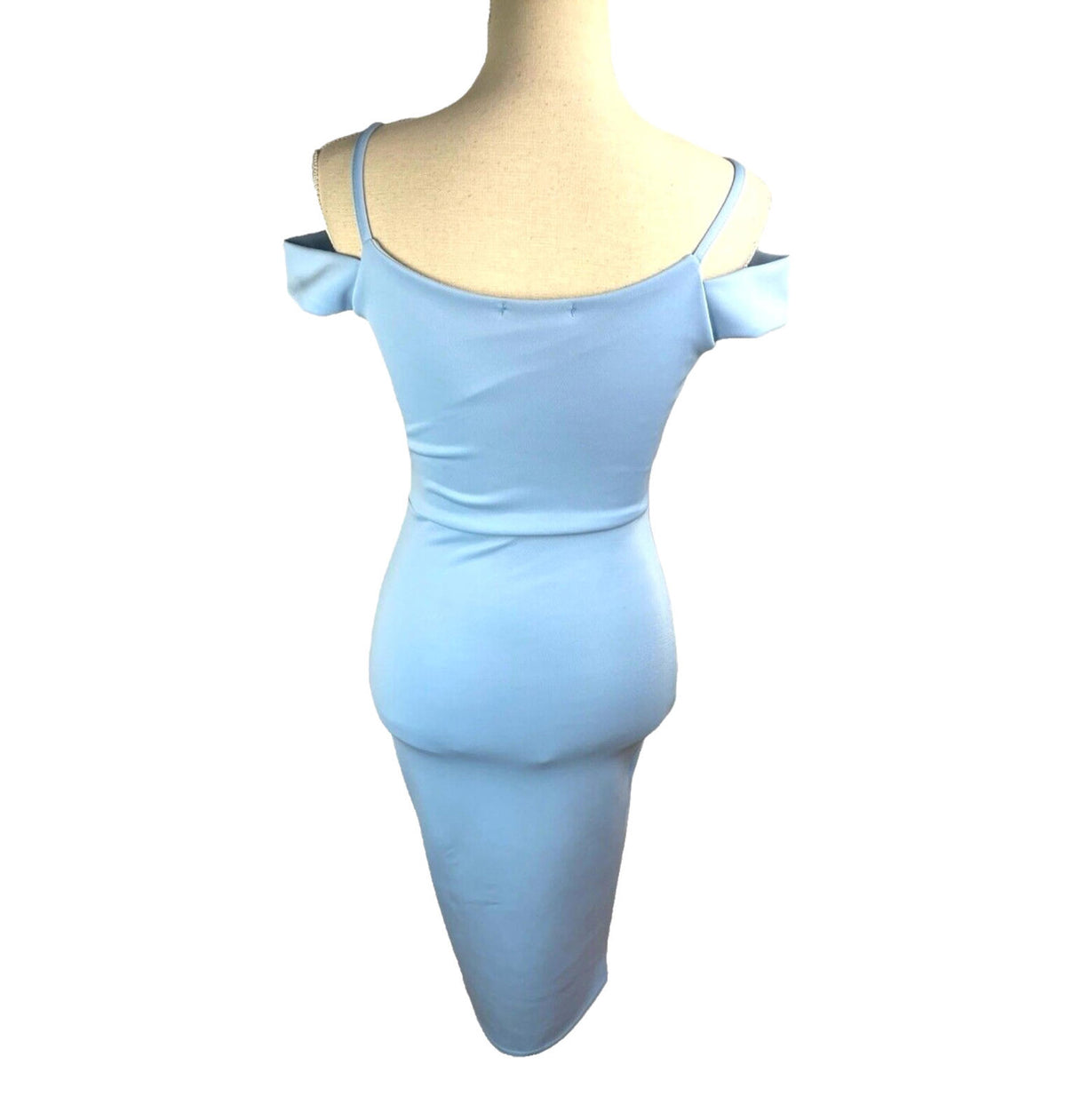 Be Jealous Bodycon Midi Dress Women's UK Size 6 Baby Blue Wrap-Style Cross-Front