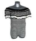 Papaya Off Shoulder Knit Top Women's UK Size 12 Stripe Black White