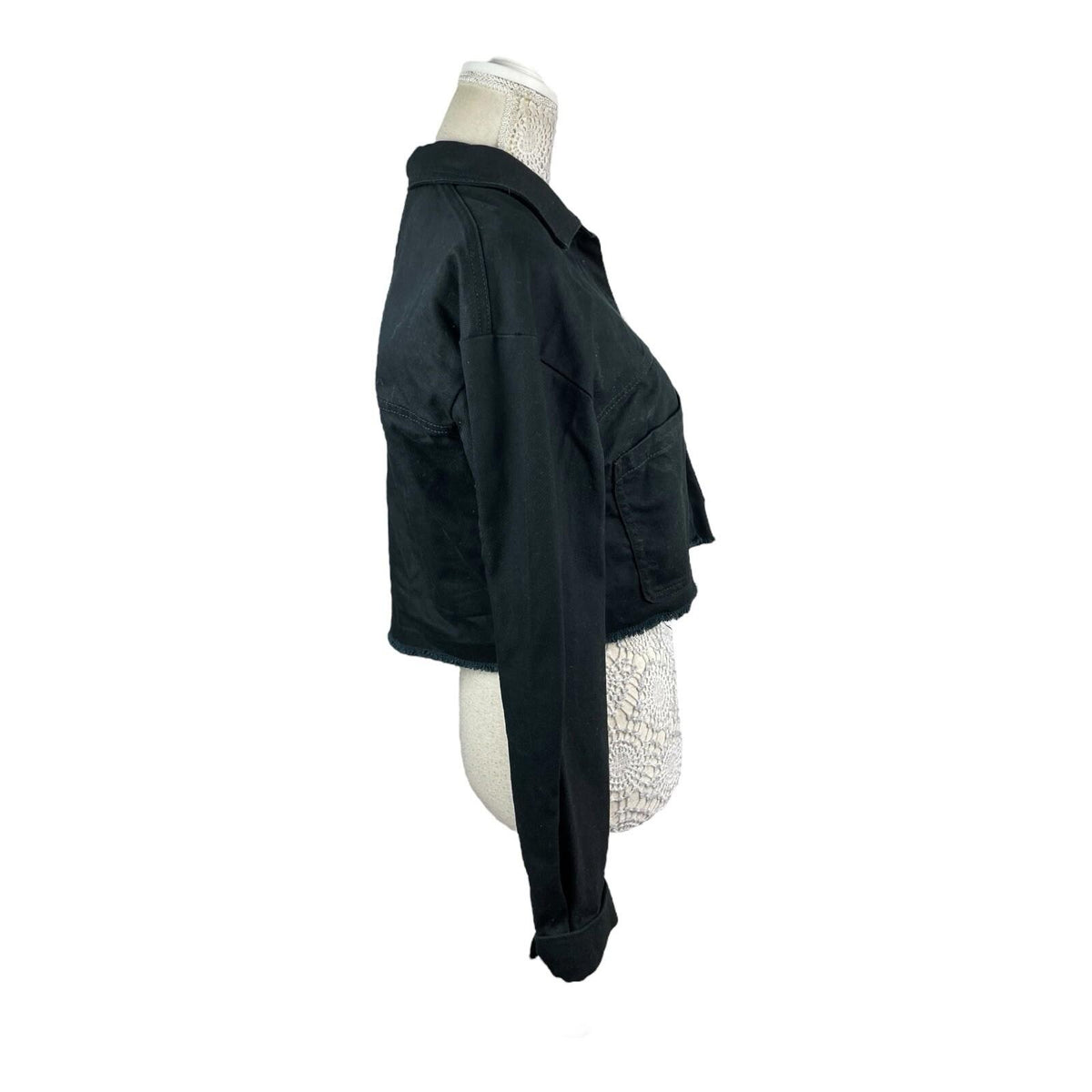 Divided Black Cropped Denim Jacket Women's UK Size XS