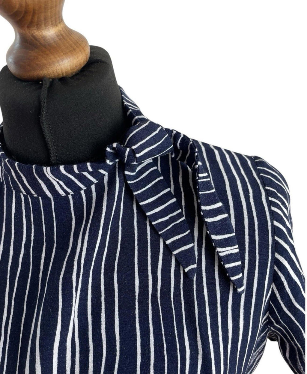 Next Navy Blouse High Neck Striped Lightweight Women's UK Size 12