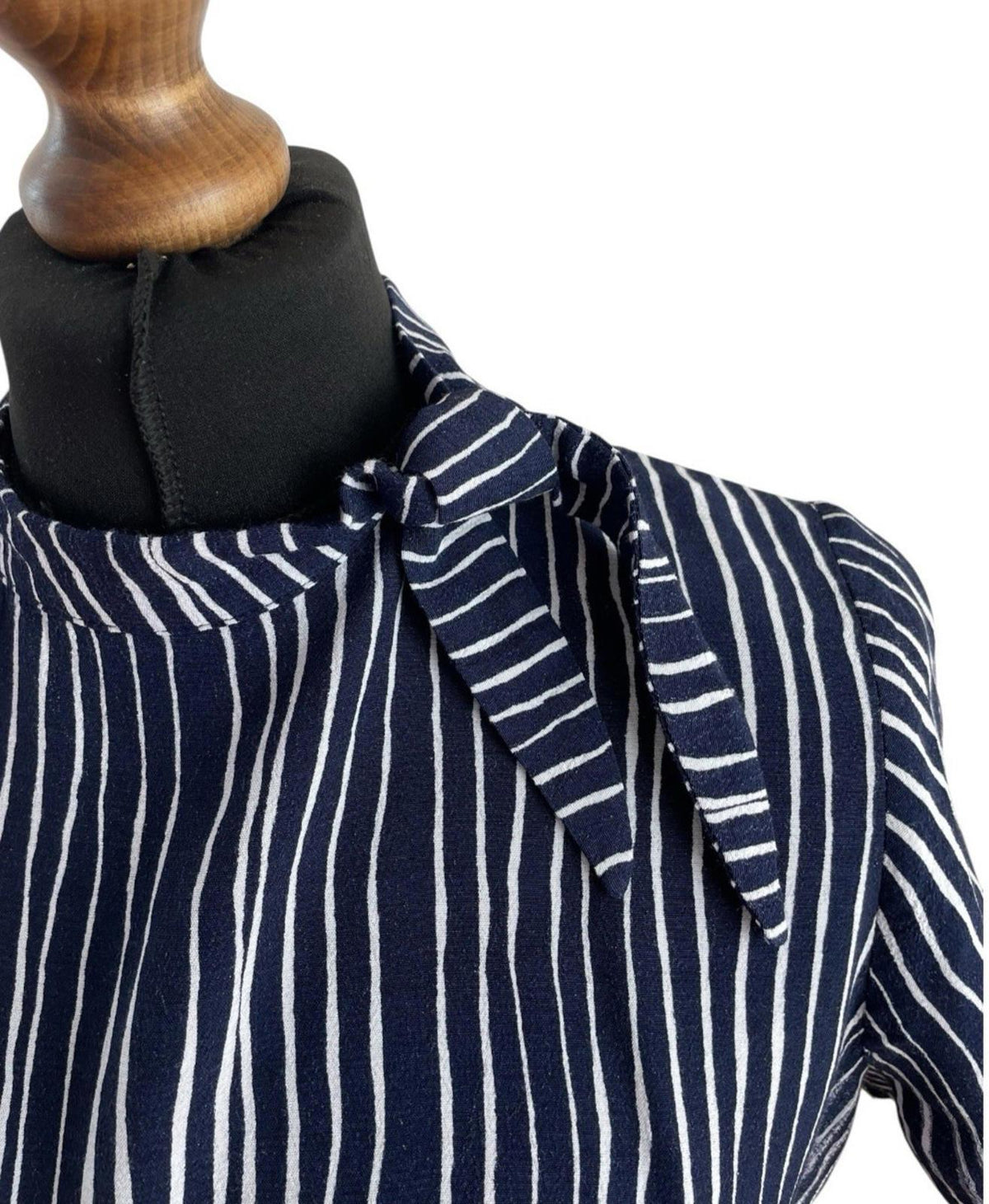 Next Navy Blouse High Neck Striped Lightweight Women's UK Size 12