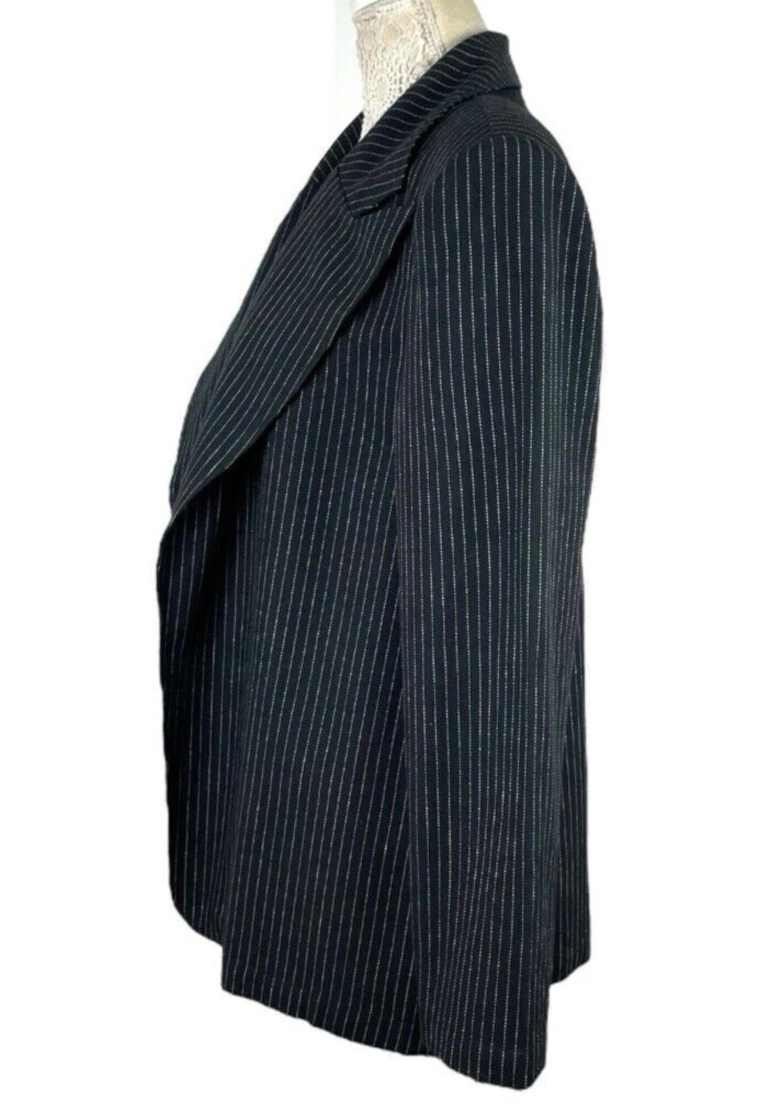Pretty Little Thing Blazer Jacket Black Stripe Shoulder Pads Women's UK Size 14