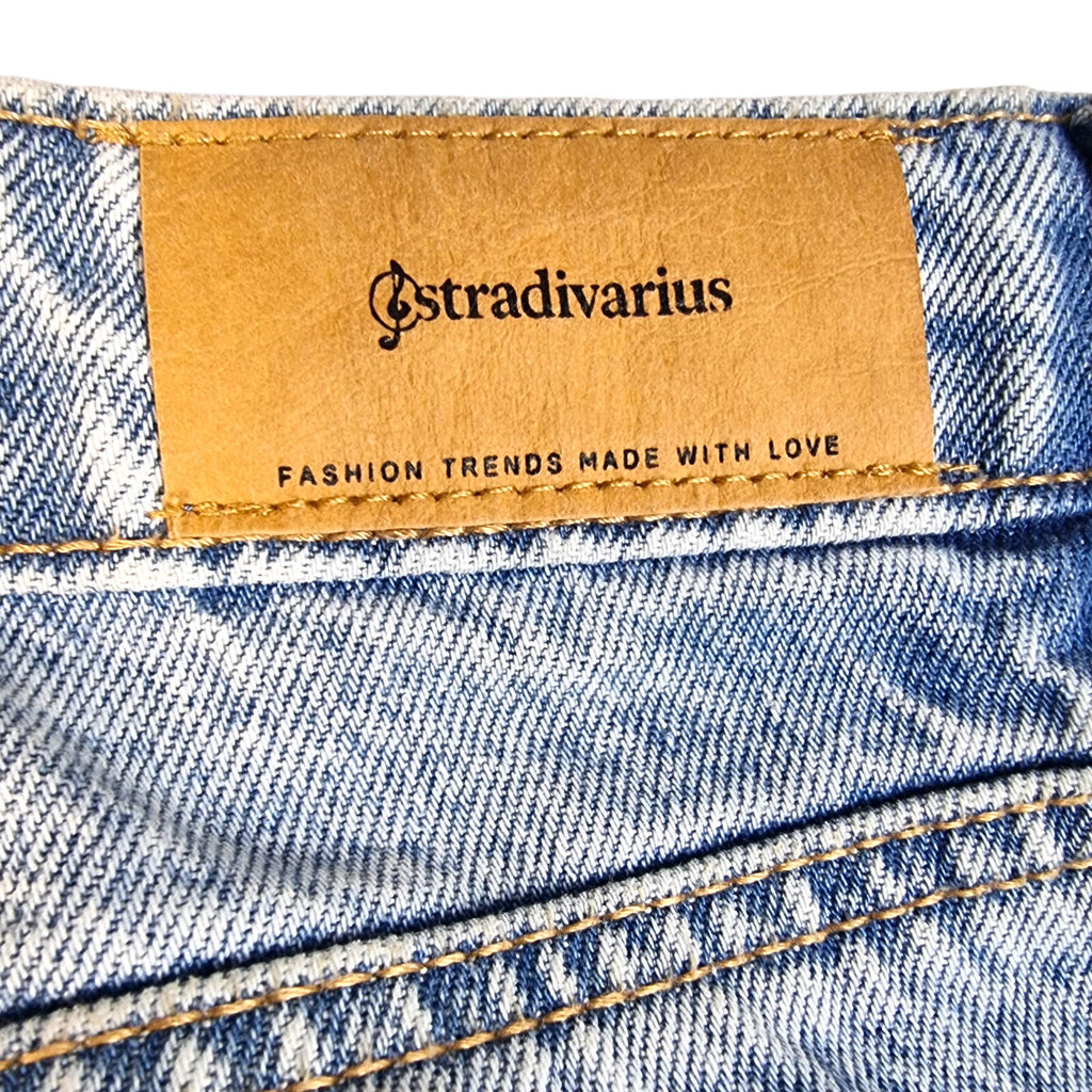 stradivarius Blue Stradivarius Jeans Women's UK Size 8 Straight Fit High Waisted Light Blue Denim