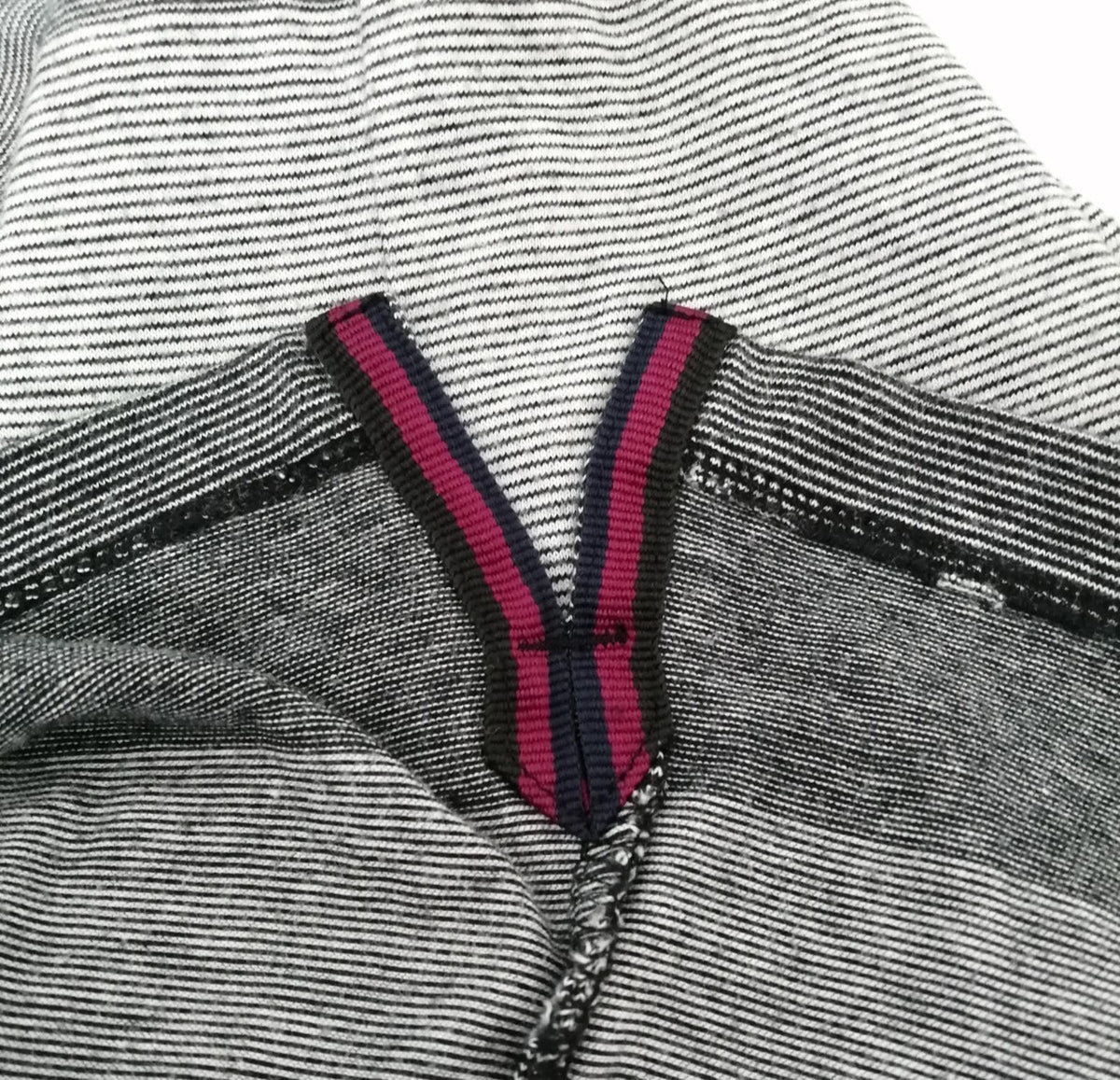 Debenhams Gray Debenhams Men's UK Size XL Grey Polo Shirt Striped Plum Black Collar Side Gusset