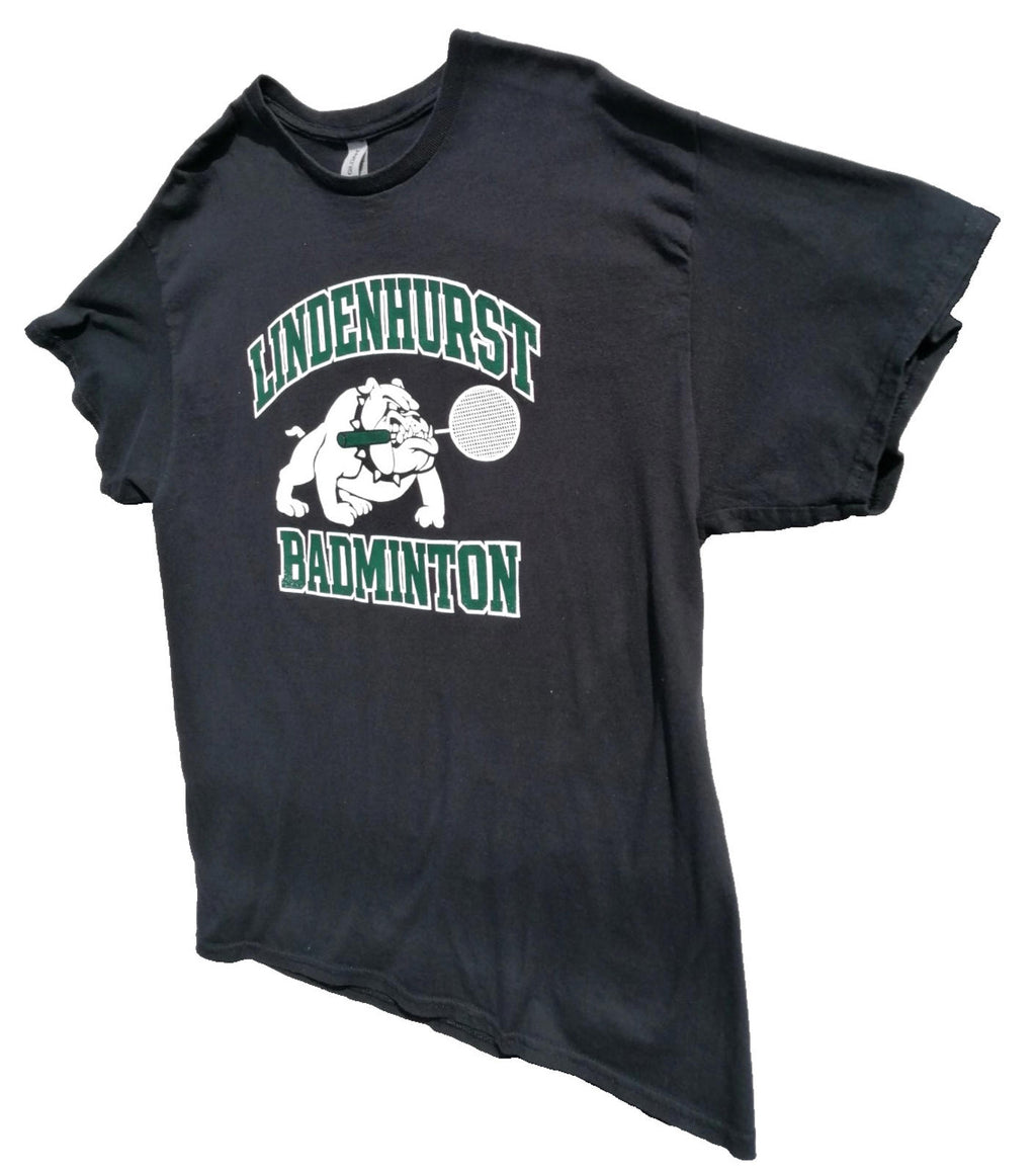 Gildan Black Lindenhurst Badminton Graphic Print T-Shirt Men's Size XL Black 100% Cotton