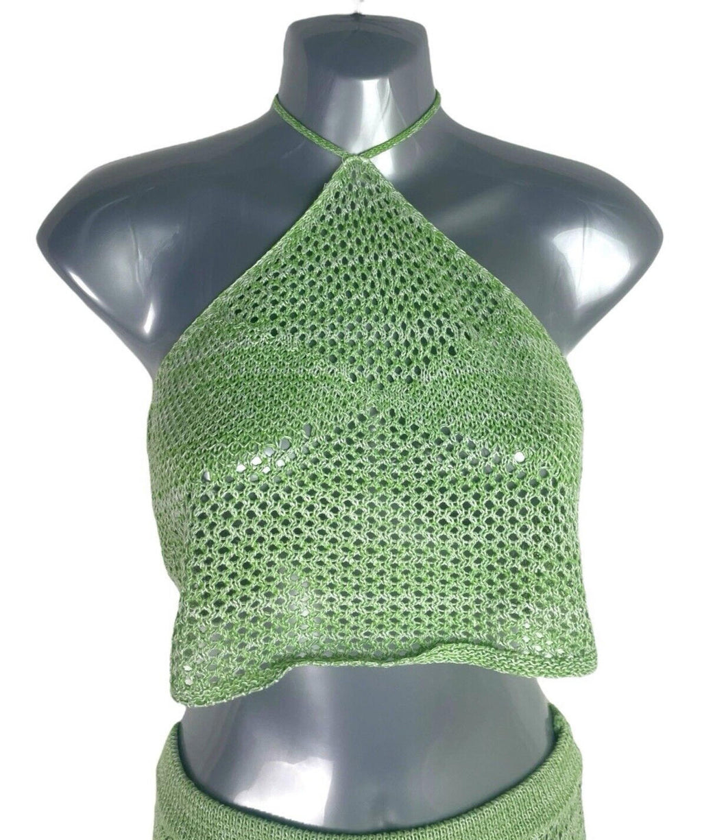 SHEIN Green Knit Shorts & Top Co Ord Set Women's UK Size M