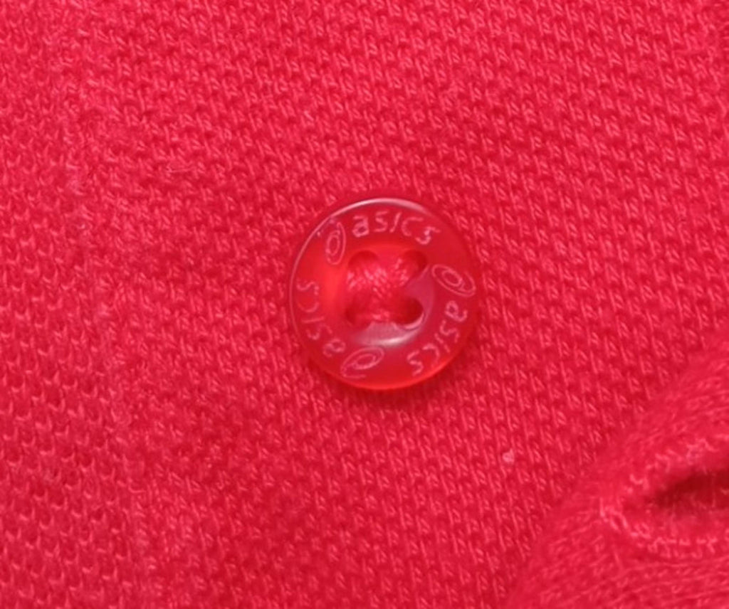 Asics Polo Shirt Men's UK Size S Red Short Sleeve Embroidered Logo Cotton Blend