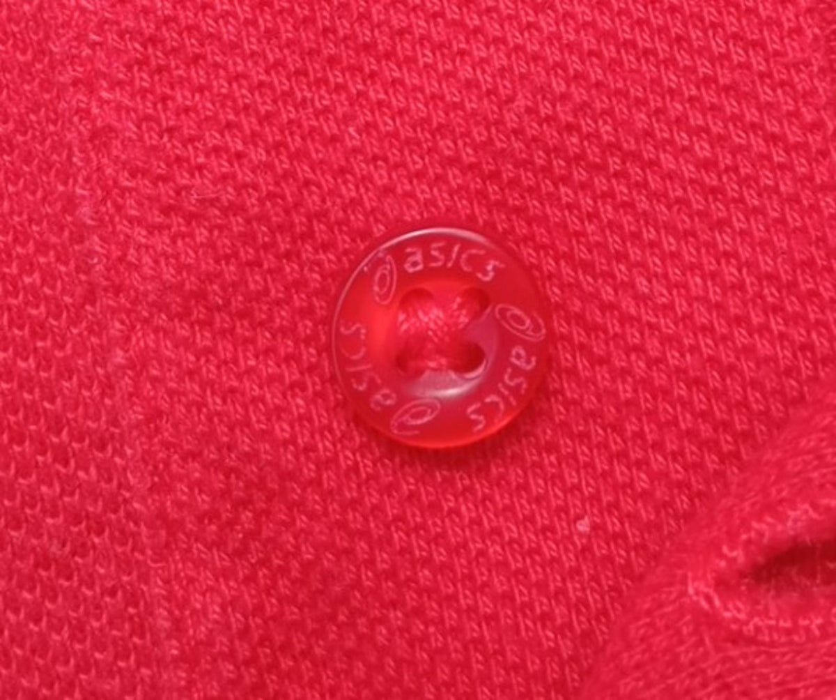 Asics Polo Shirt Men's UK Size S Red Short Sleeve Embroidered Logo Cotton Blend