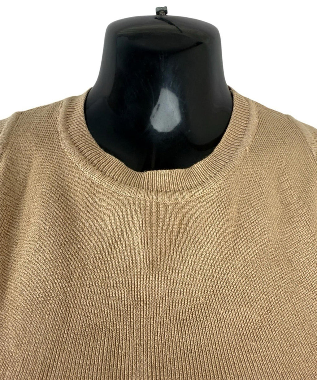 Zara Tan Knitted Crop Top Round Neck Tank Women's UK Size S