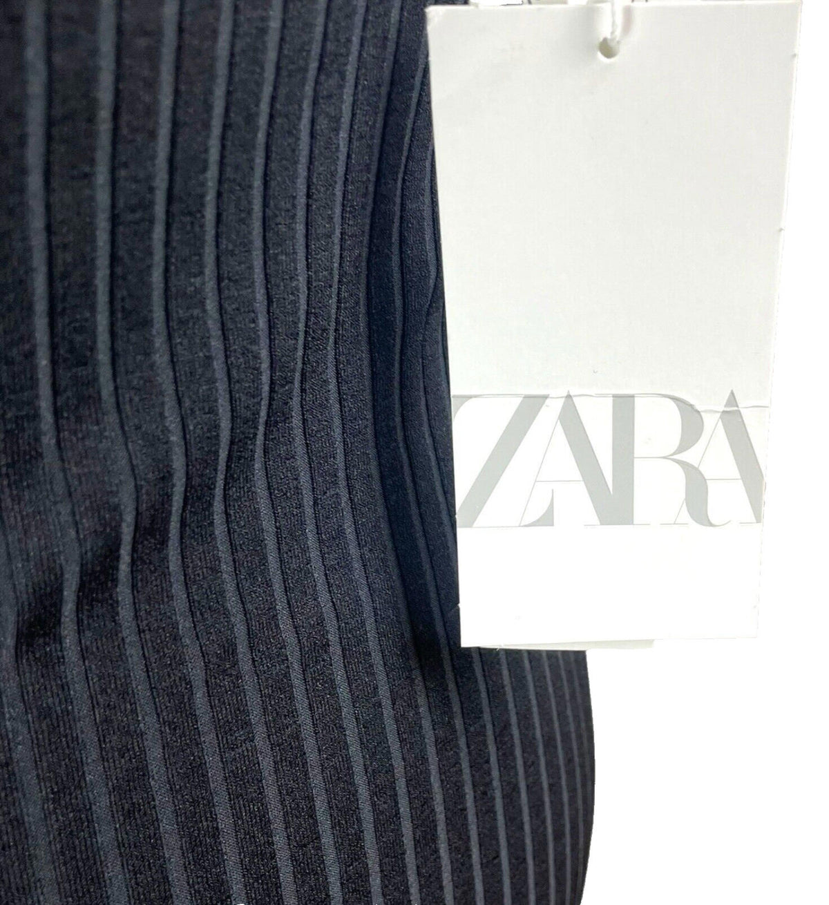 Zara Black Ribbed Maxi Dress Frill Straps Women's UK Size S