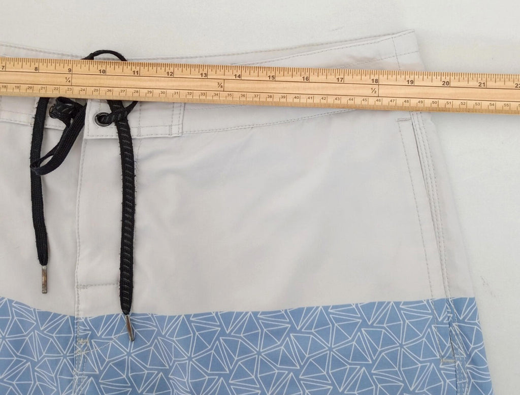 Skylark Swim Shorts Men's UK Size L Beige/Teal Polyester Rich Pockets Drawstring Blue