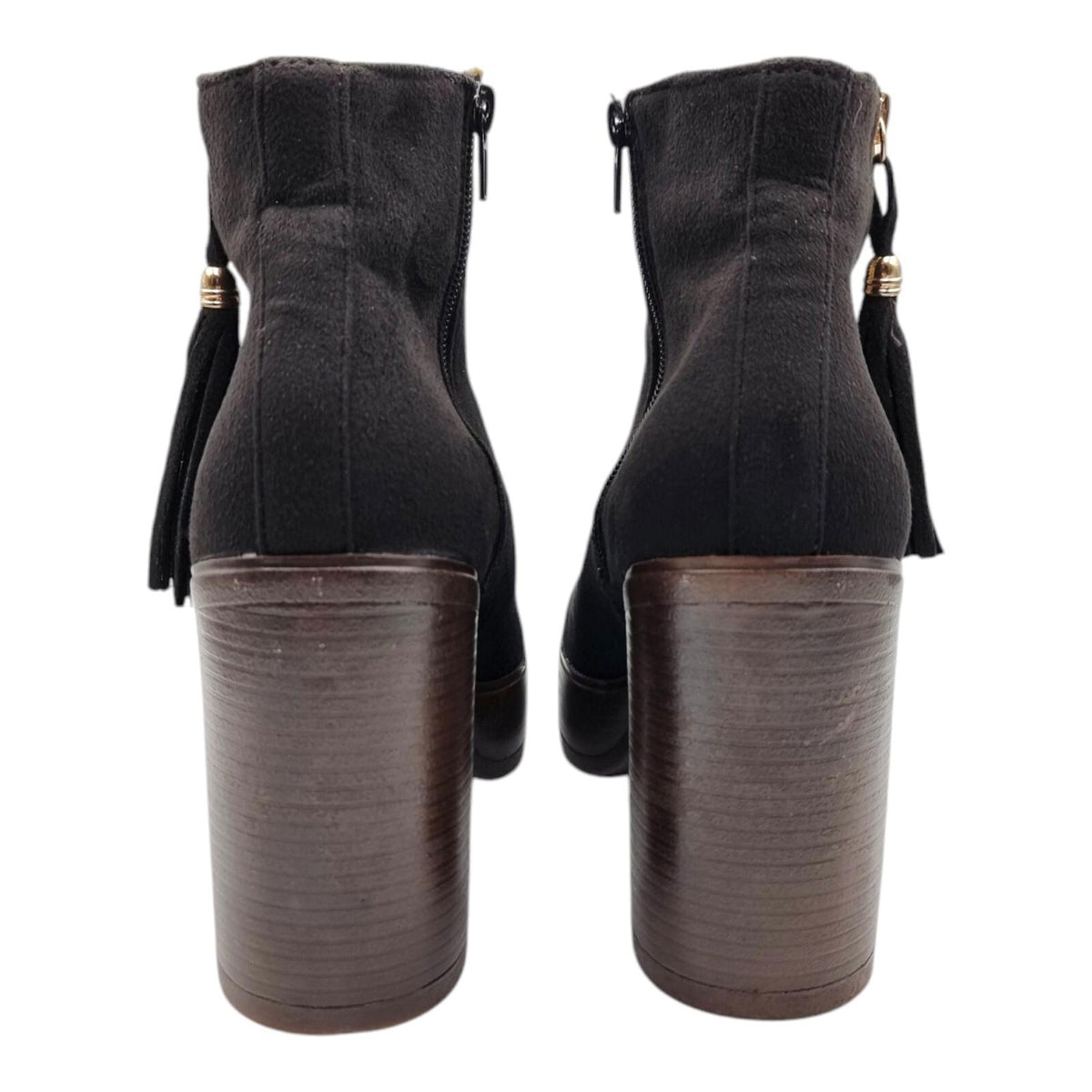 Krush Black Krush Ankle Boots Black Block Heel Faux Suede Women's UK Size 7