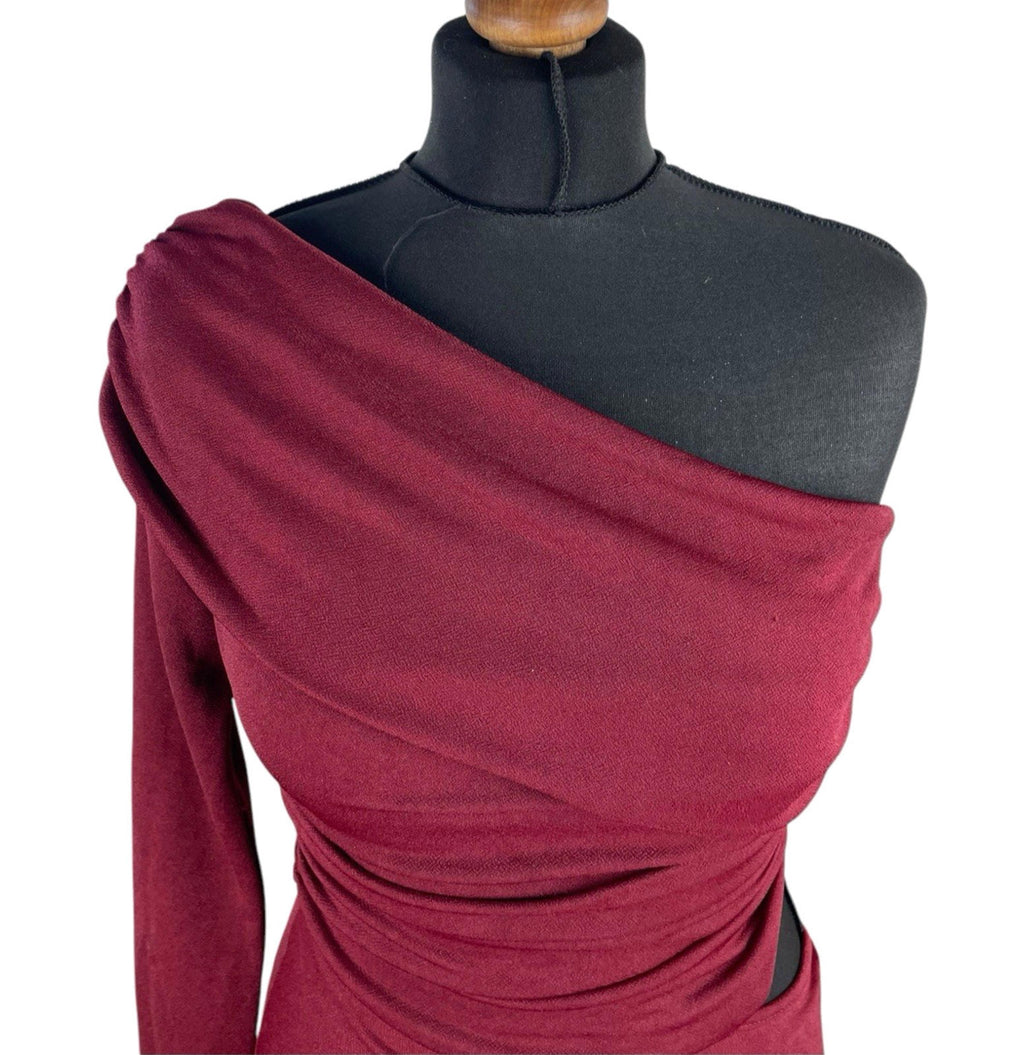 Boohoo Asymmetric-Neck Maxi Dress Women's UK Size 8 One Shoulder Draped Red