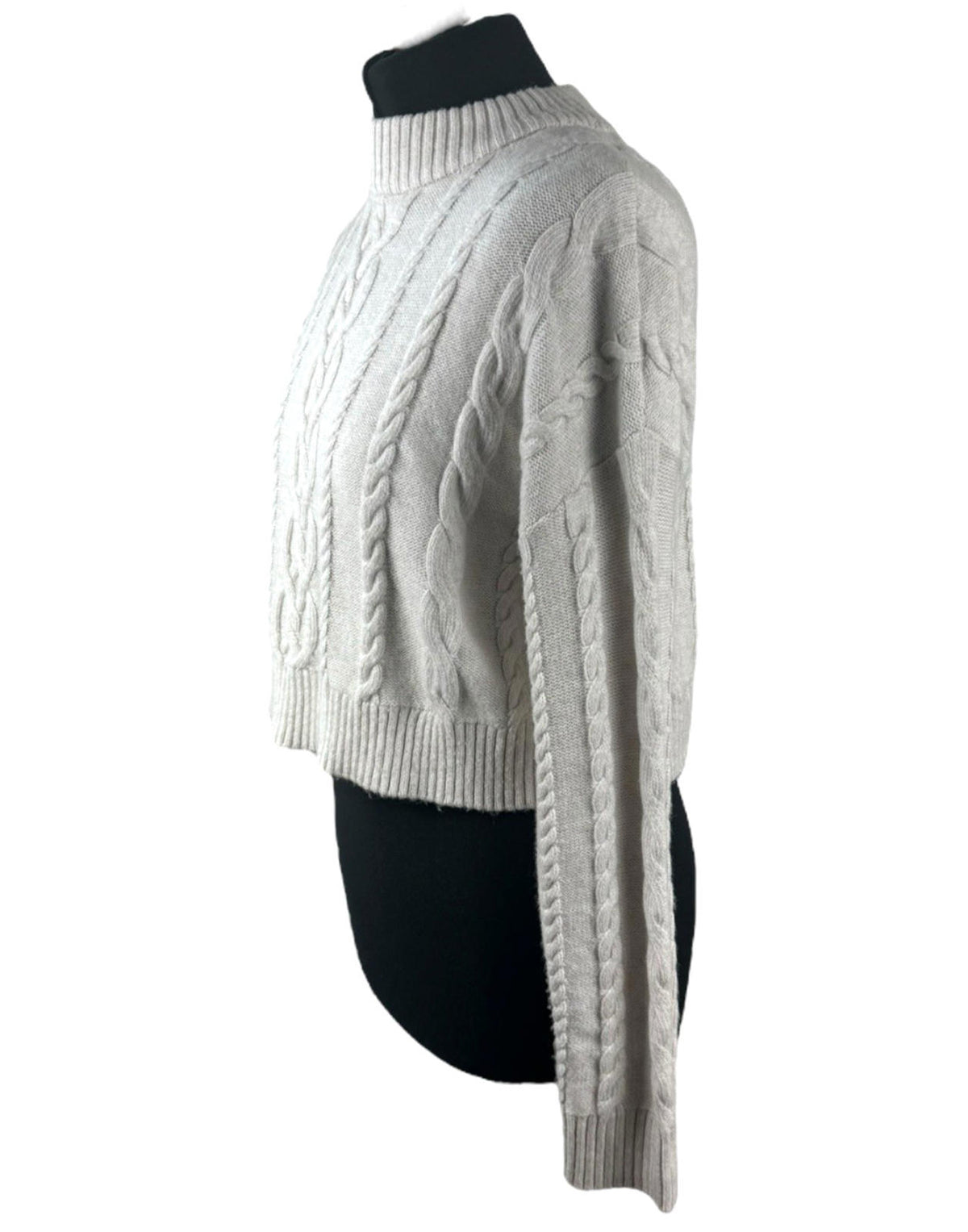 Primark Beige Aran Knit Jumper Cropped Long Sleeve Women's UK Size S