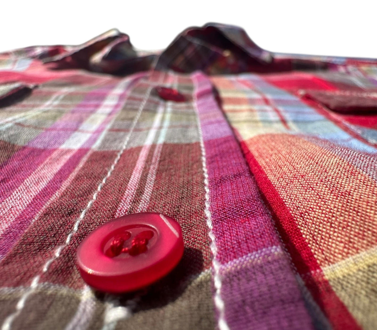 SoulStar Shirt Men's UK Size XL Red Check Embroidered Logo 100% Cotton Summer