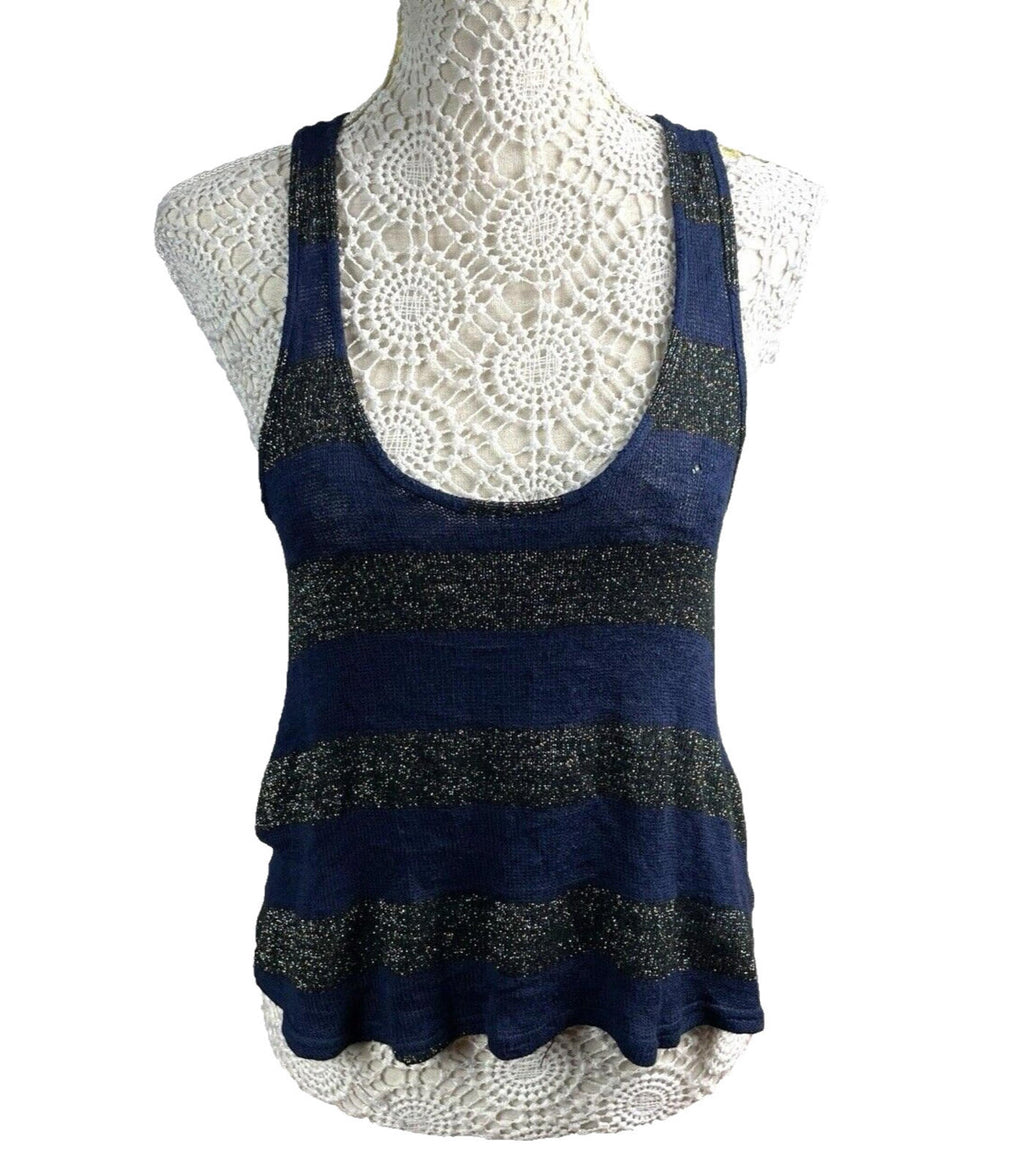 New Look Knit Tank Top Glitter Stripe Detail Women's UK Size 8
