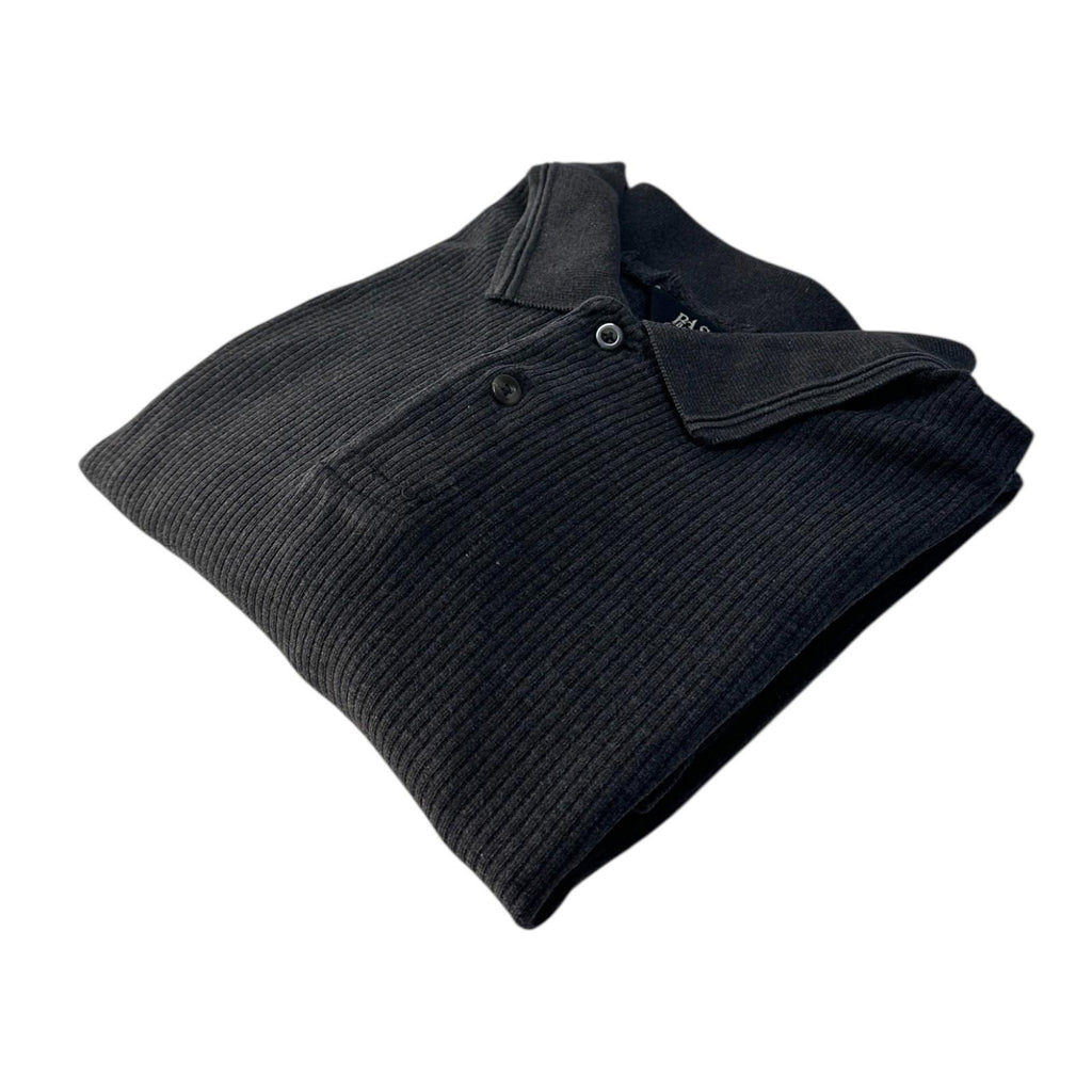 G.H.BASS&CO Polo Jumper Men's UK Size M Grey 100% Cotton Long Sleeve Ribbed