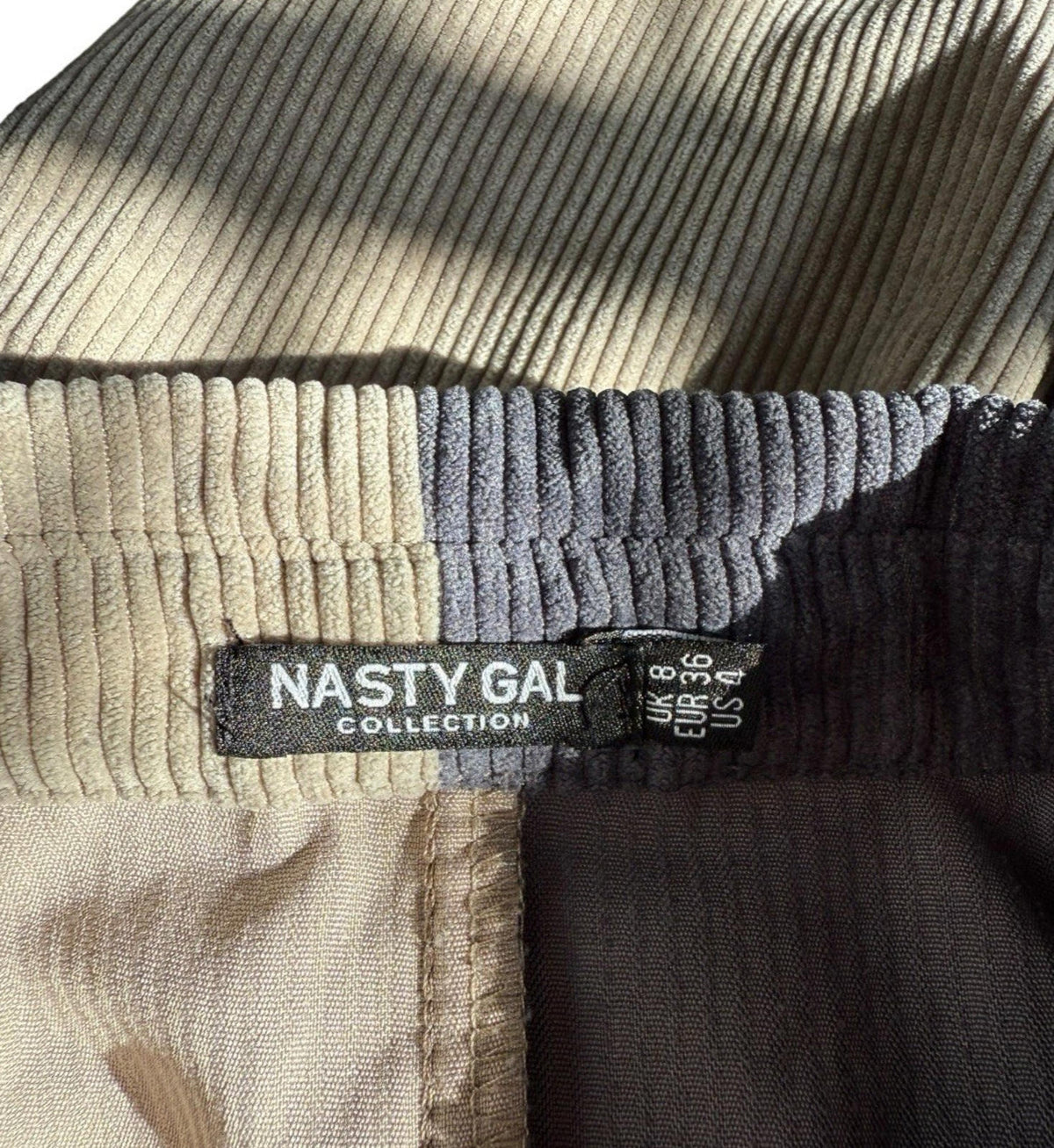 Nasty Gal Corduroy Shirt Oversized Colour Block Front Pocket Women’s UK Size 8