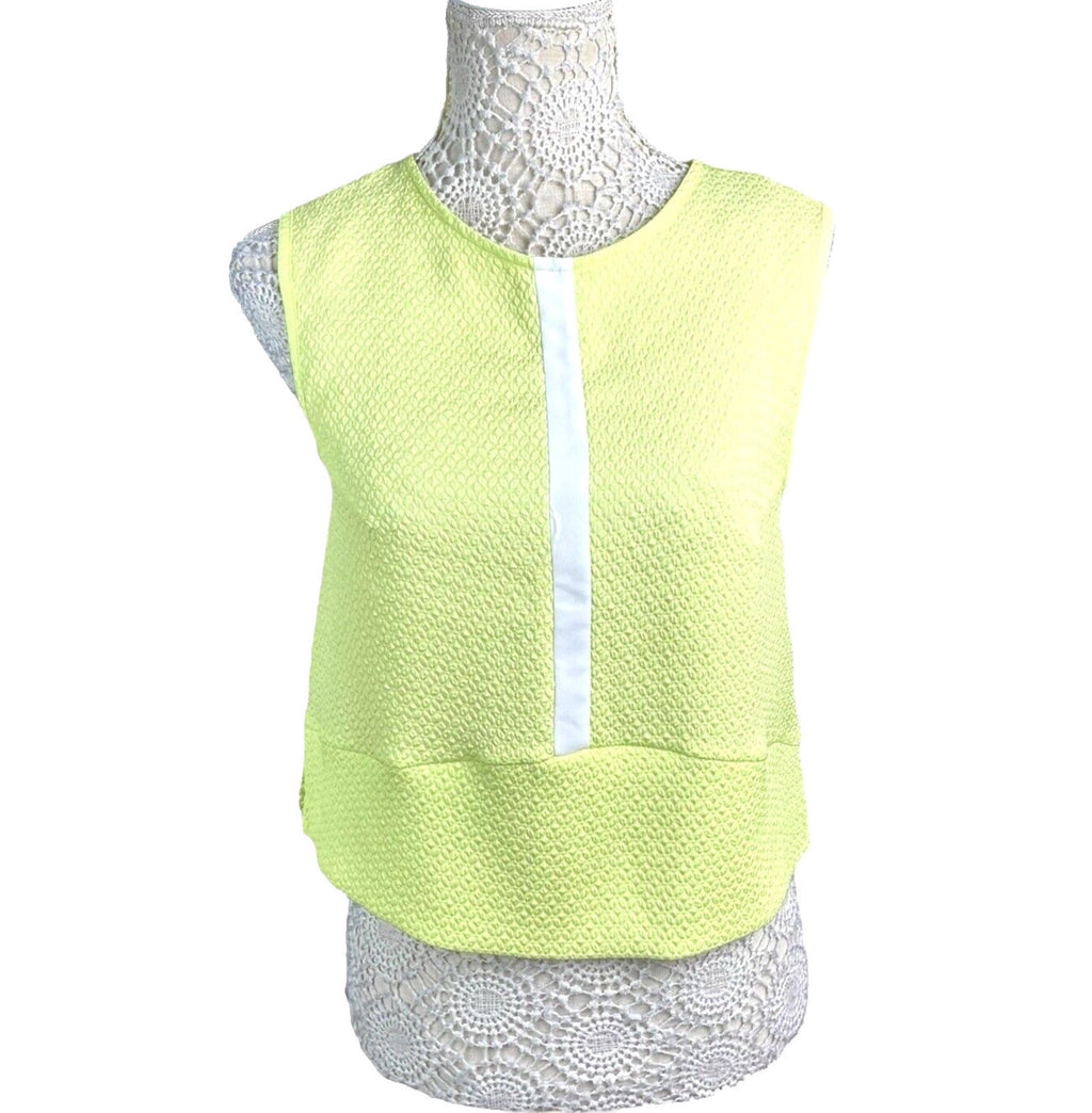 River Island Yellow River Island Neon Yellow Tank Top Cropped Textured Women's UK Size 12