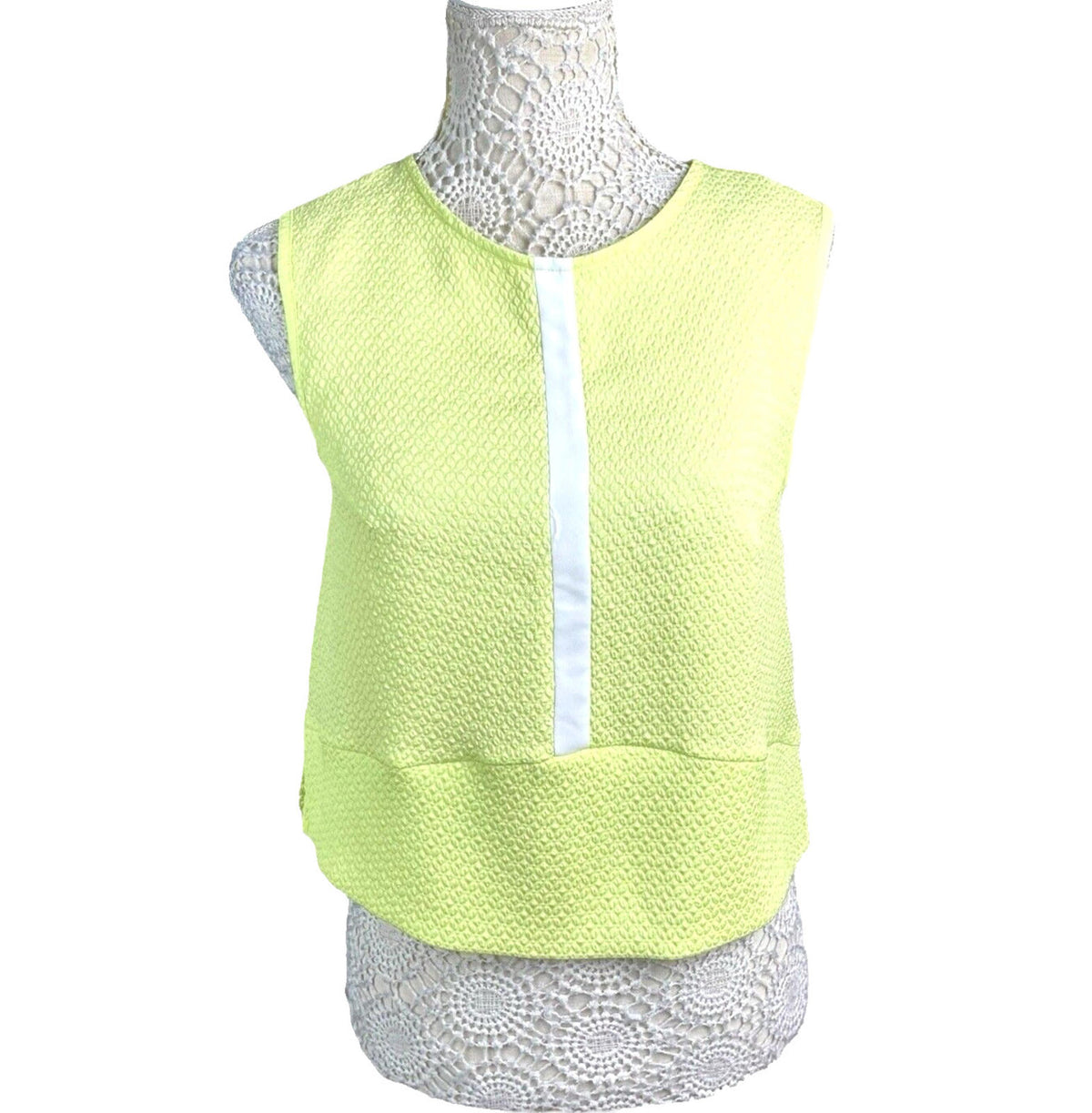 River Island Yellow River Island Neon Yellow Tank Top Cropped Textured Women's UK Size 12