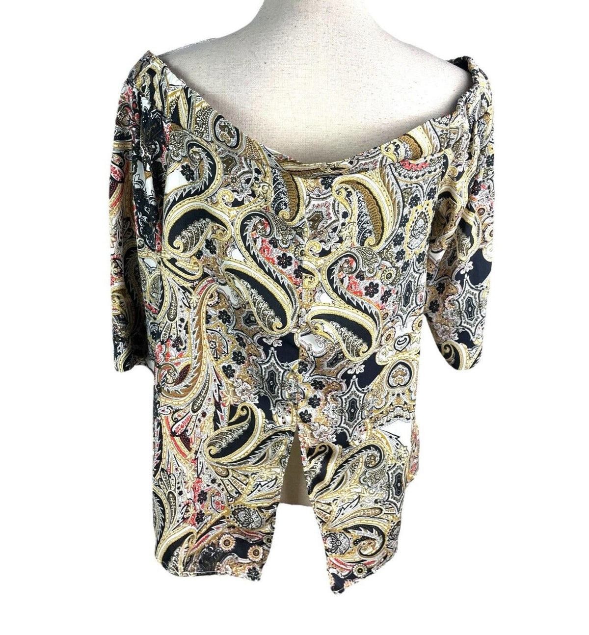 River Island Multi River Island Multicolour Satin Top Paisley Off Shoulder Women's UK Size 14