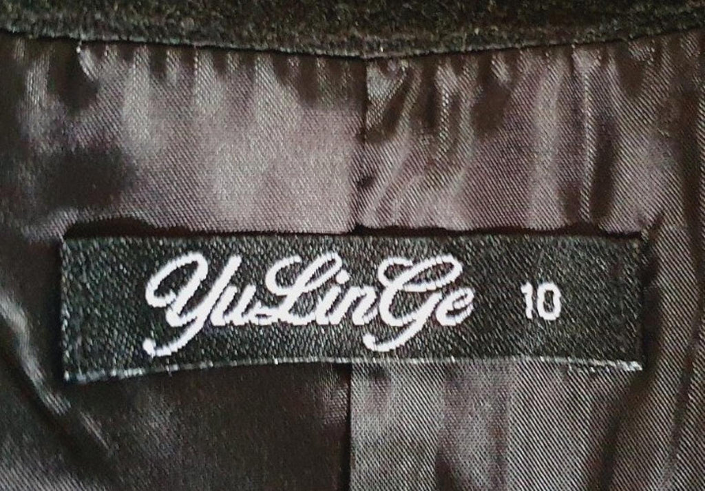 Women's Long Black Fitted Coat Size UK 8 - 10 Small