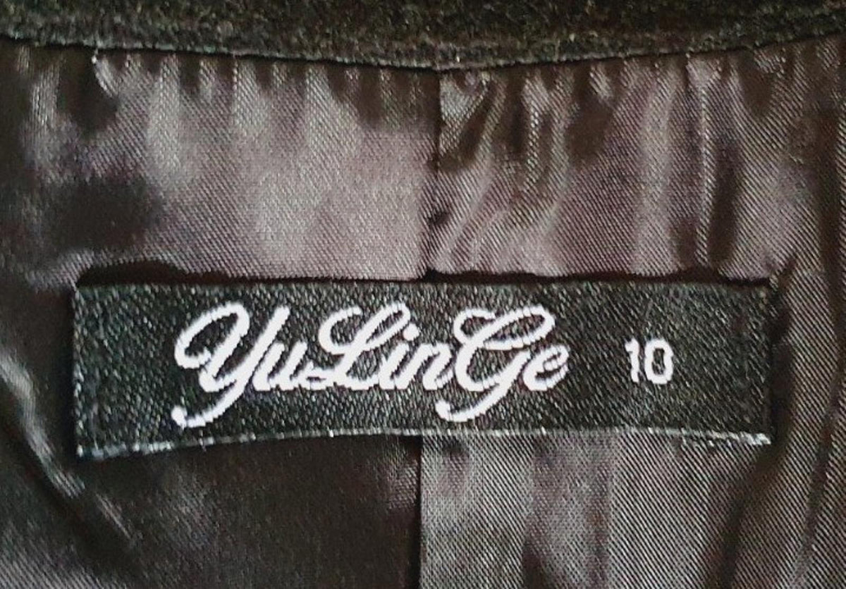 Women's Long Black Fitted Coat Size UK 8 - 10 Small