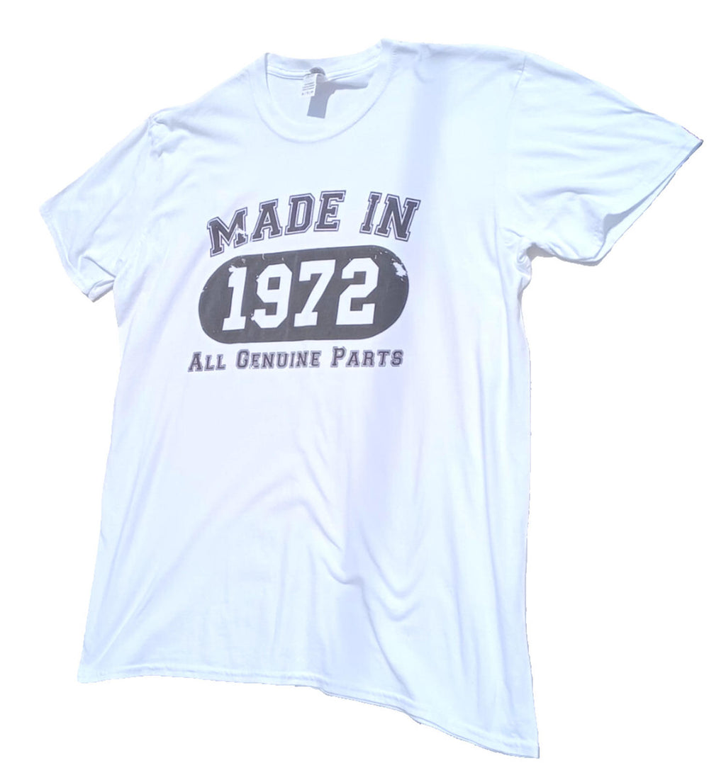 Made In 1972 T Shirt Men's UK Size XL White 100% Cotton Graphic Print