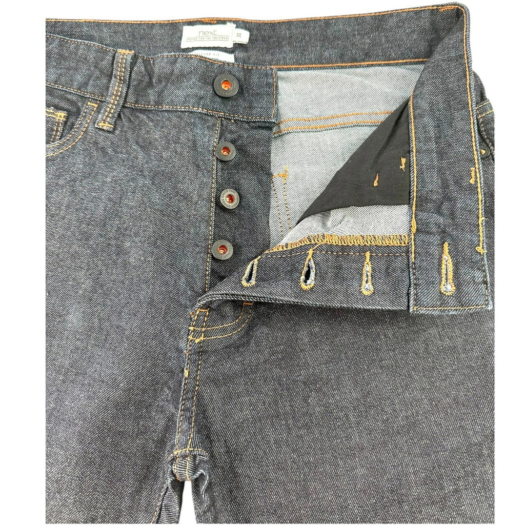 Next Denim Shorts Men's UK Size 30" W Regular Fit Navy Blue Button Front Rolled Cuffs