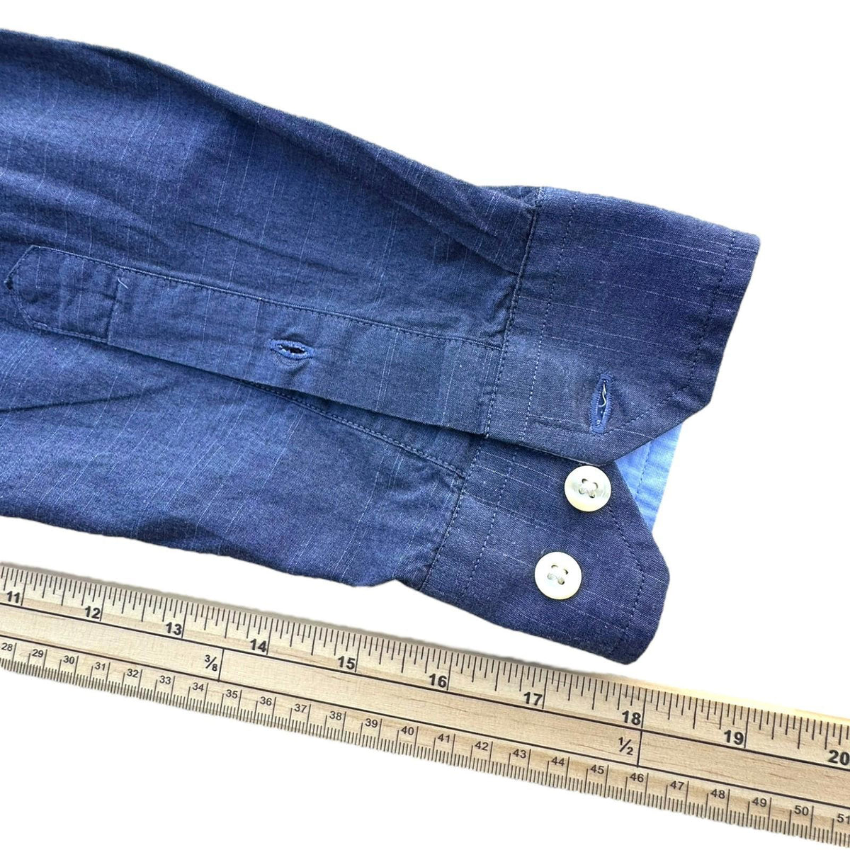 Nautica Shirt Men's UK Size L Blue Solid Long Sleeve Embroidered Logo Wing Collar