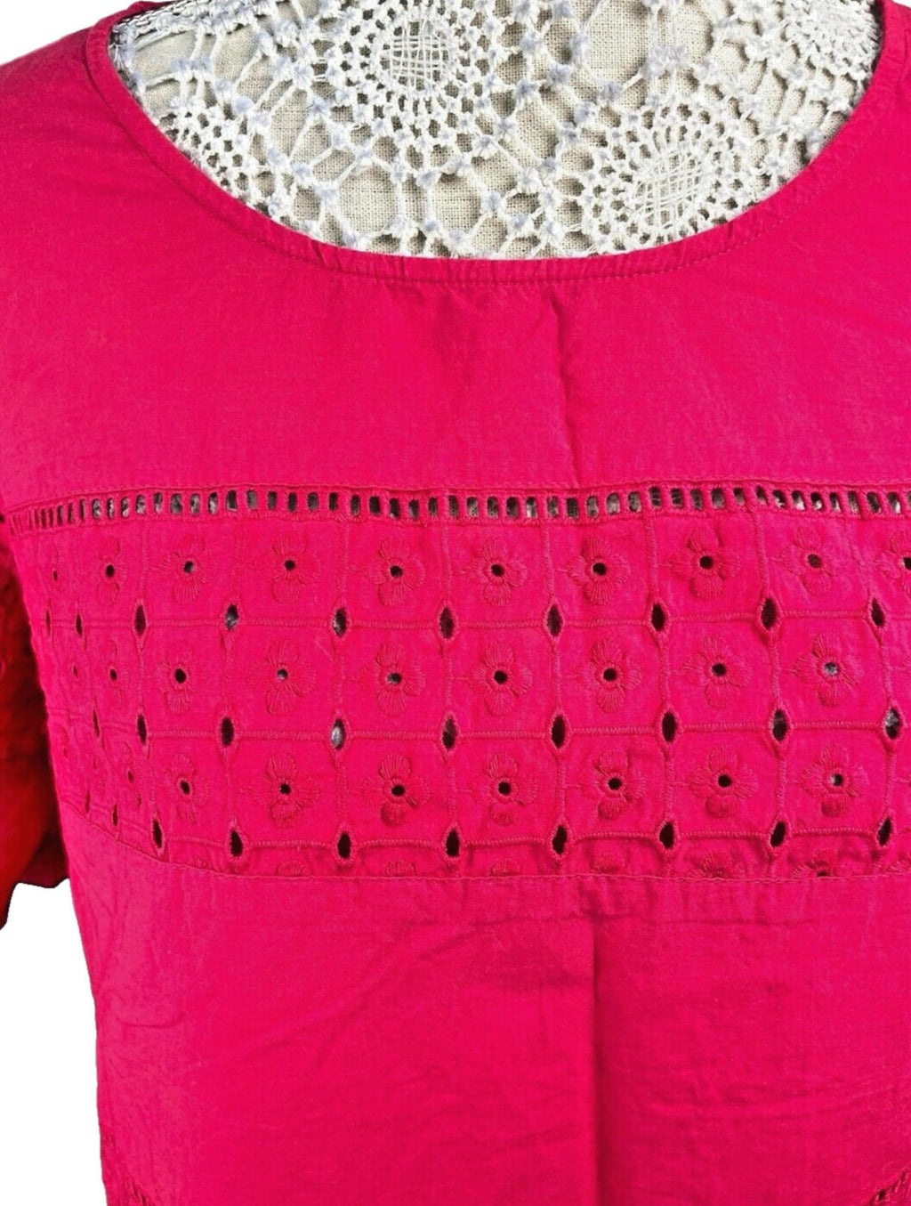 Next Pink T-shirt Top Embroidered Hole Design Women's UK Size 14