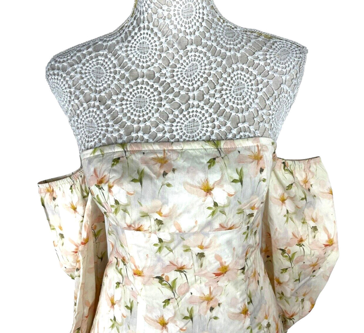 Pretty Little Thing Mini Dress Floral Off Shoulder Women's UK Size 8