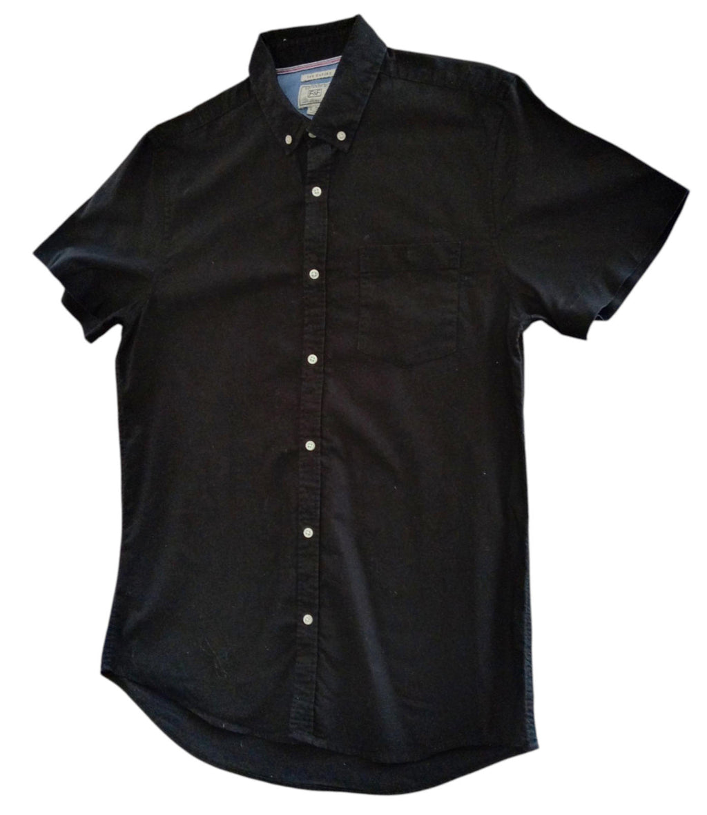 F&F Shirt Short Sleeve Black 100% Cotton Pocket Men's UK Size M Medium