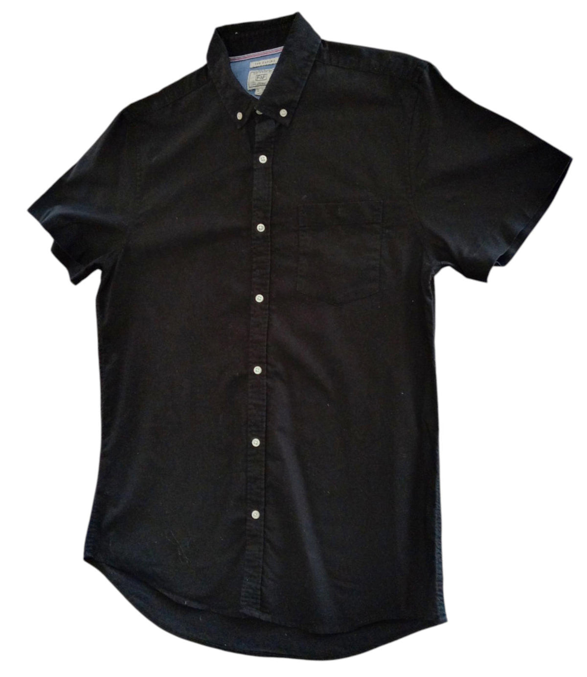 F&F Shirt Short Sleeve Black 100% Cotton Pocket Men's UK Size M Medium