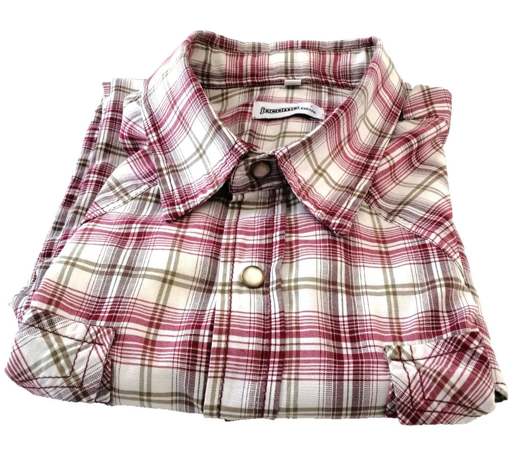Jacamo Men's Shirt UK Size XL Red White Check Graphic Print Snap Buttons Pockets