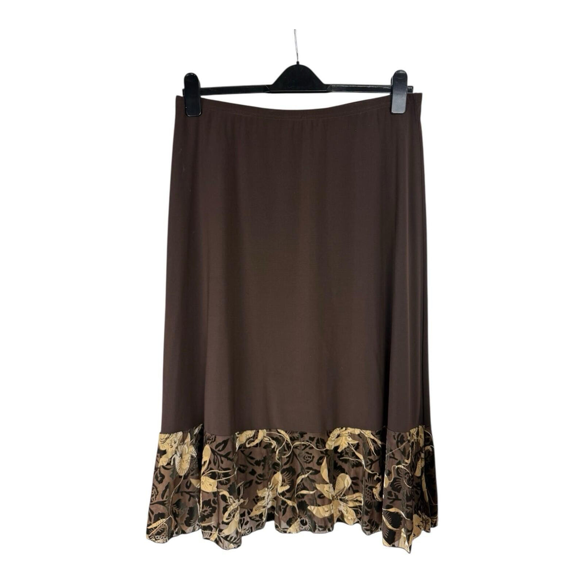 Saksos Skirt And Top Co-Ord Set Women's UK Size XL Stretch Floral Frill Brown